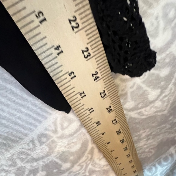 BLACK EUC MAURICE’S SHEER CROCHET TRIM LONG SLEEVE TOP SHIRT - Picture 7 of 11